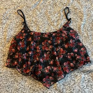 Floral crop top with bow on back